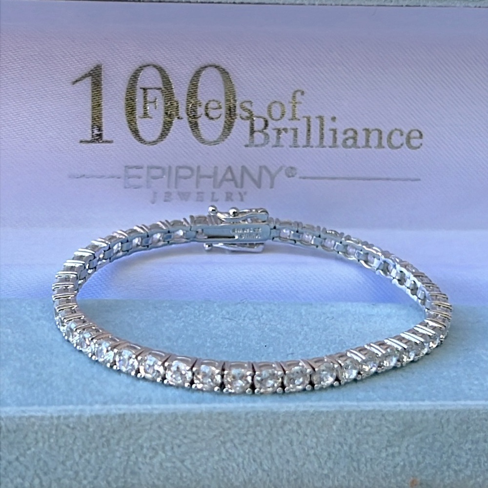 QVC Epiphany Diamonique Endless Brilliance 925 Silver Tennis Bracelet Jewelry